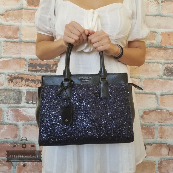 Kate spade Cameron MEDIUM satchel glitter BLUE bag - Picture 2 of 8